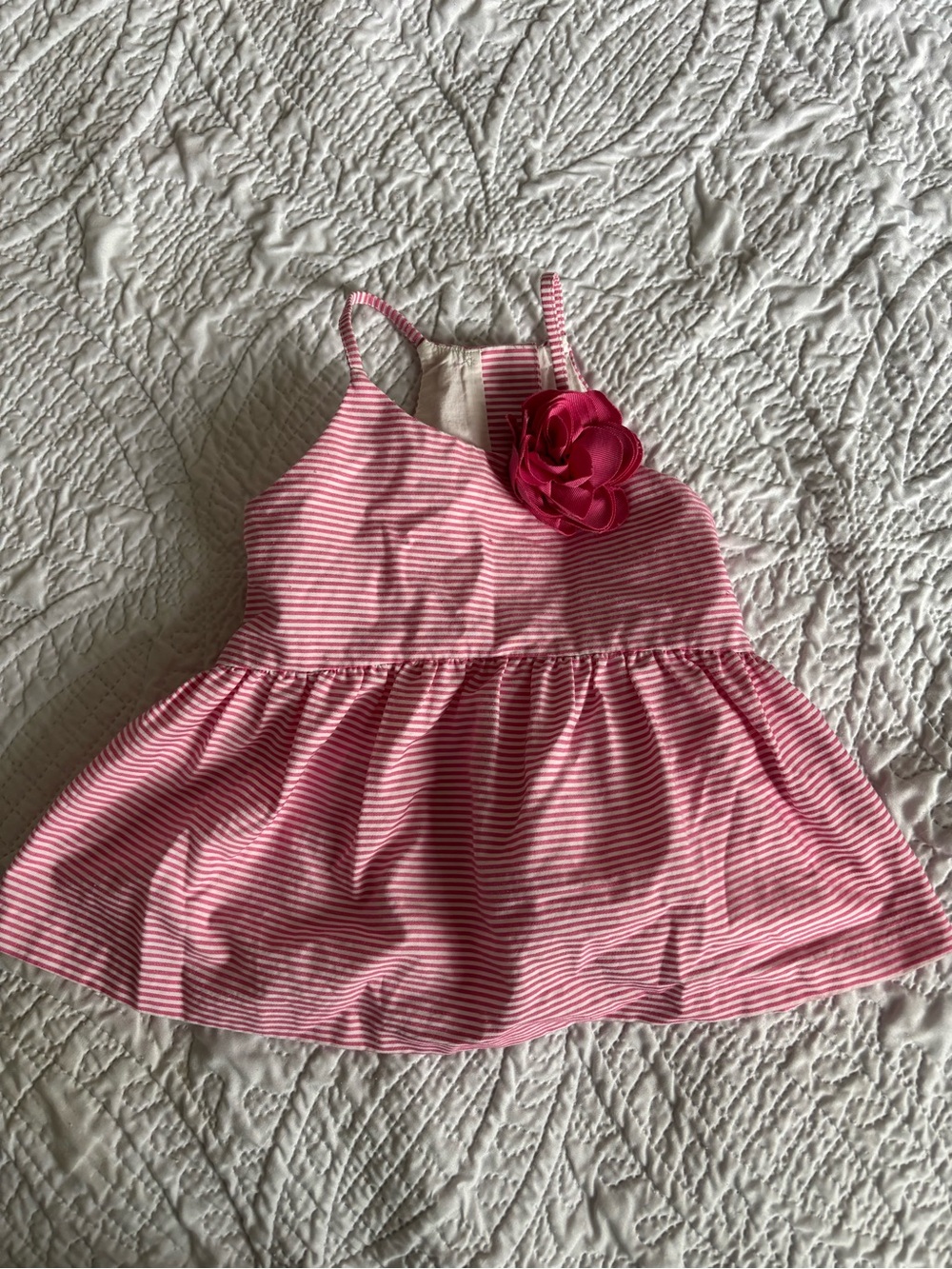Janie and Jack Pink & White Striped Tank Top with Flower